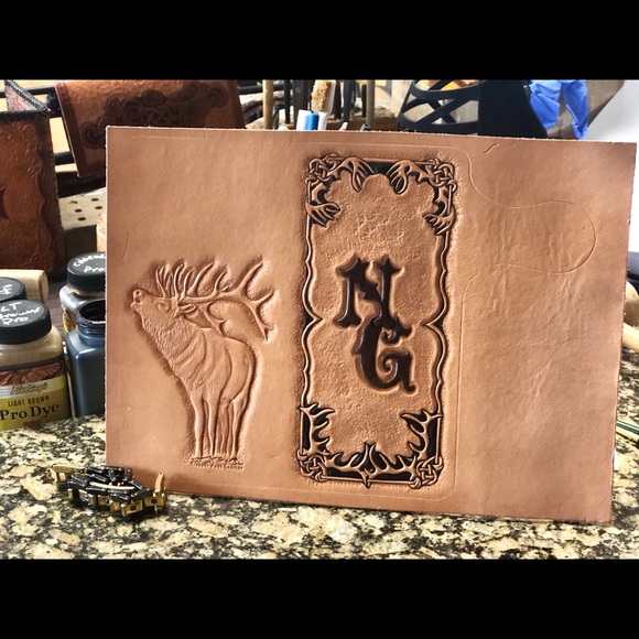 Custom made long wallet. “Bugling Bull” - Picture 6 of 6